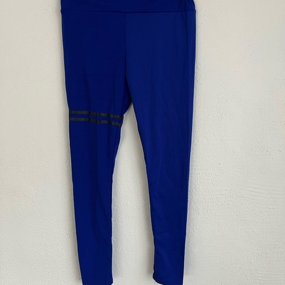 ZHUOOU Woman Blue Stripe High- Waist Yoga Leggings, Size Small - Picture 4 of 4